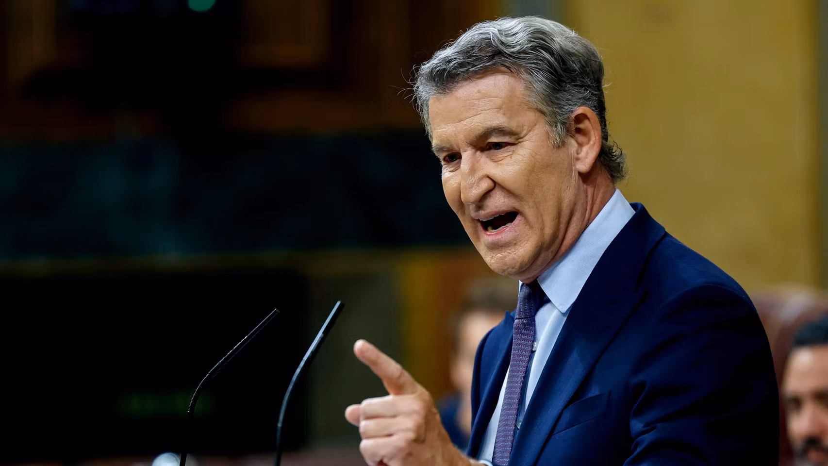 El líder del PP, Alberto Núñez Feijóo, este miércoles en el Congreso.
