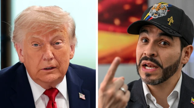 Composición de dos retratos recientes de Donald Trump y Abelardo de la Espriella.