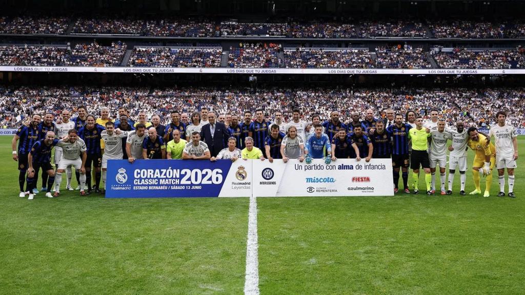 Las leyendas del Real Madrid y del Inter de Milán en el Corazón Classic Match.