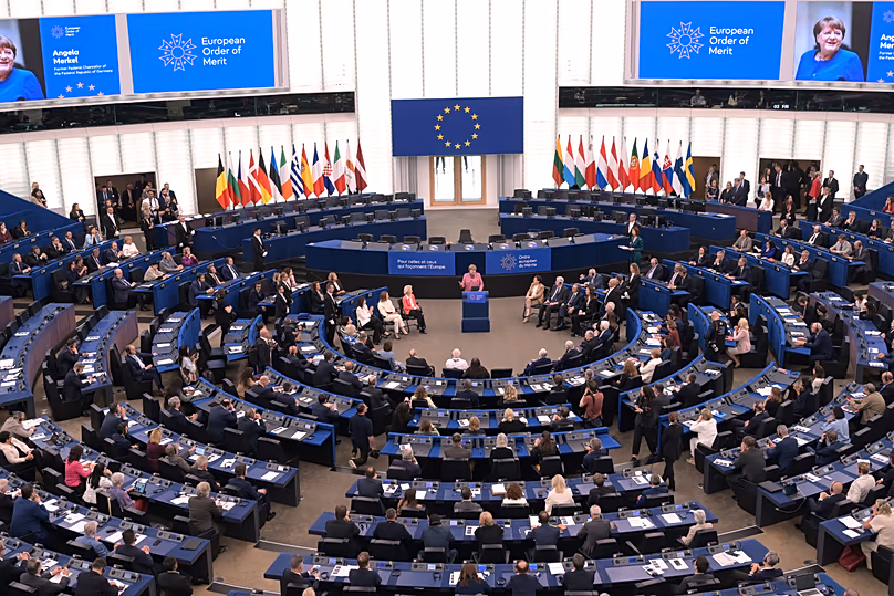 An interior view of the European Parliament in Strasbourg, 19 May, 2026