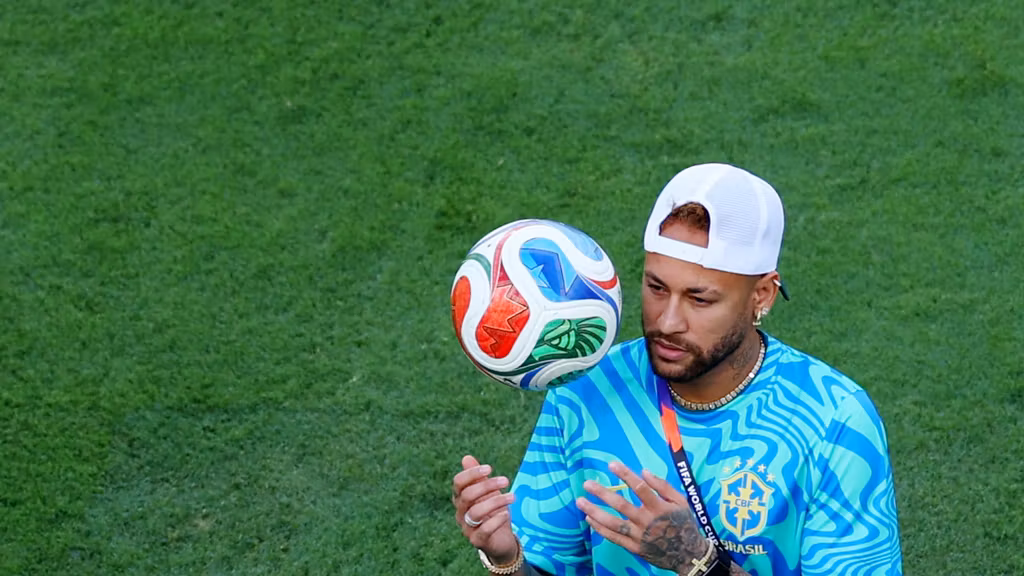 Neymar, en la previa del partido ante Marruecos.