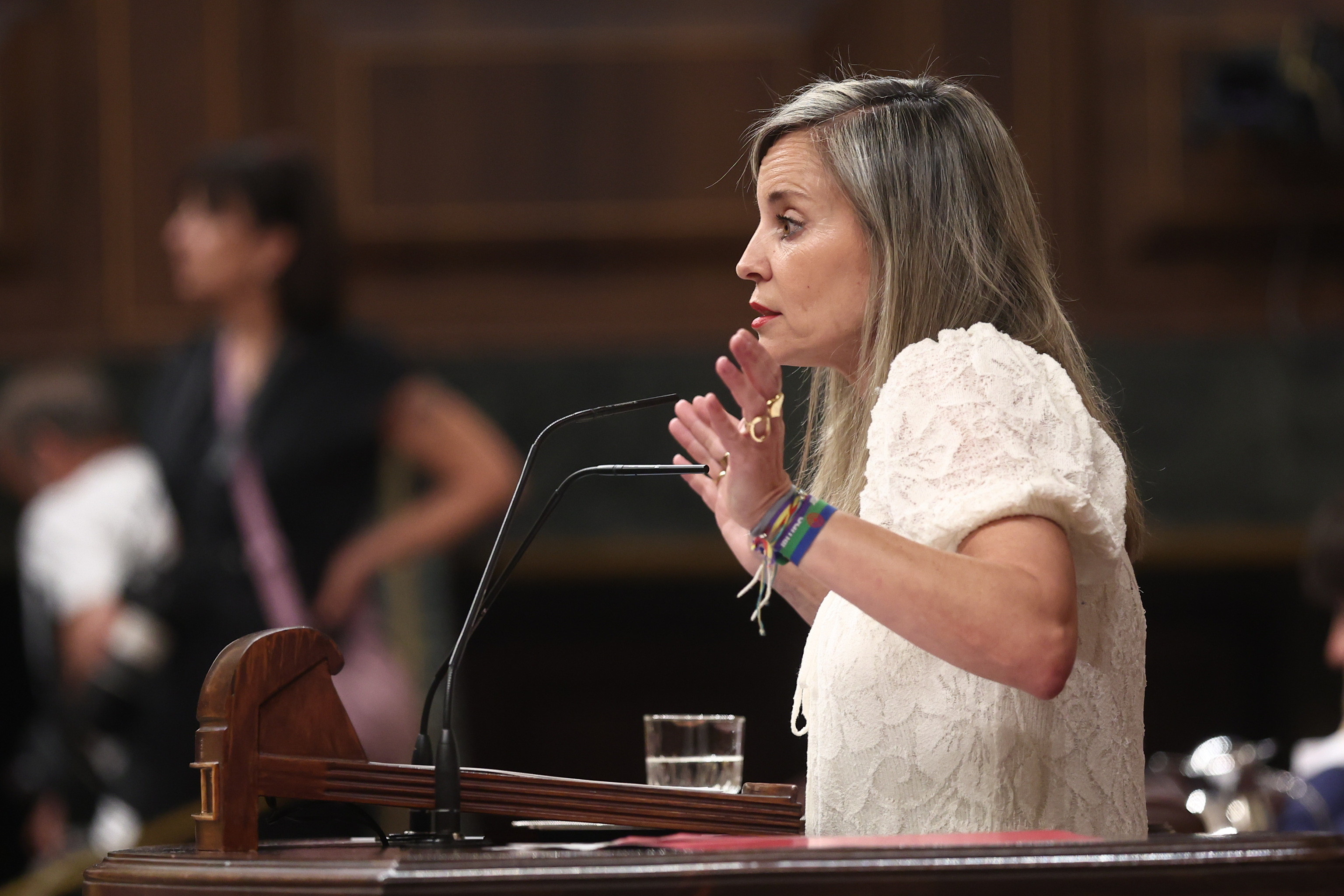 La portavoz de Sumar, Verónica Barbero, en el debate.