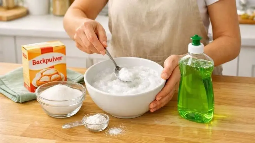 Grasa difícil: mezcla Bicarbonato de sodio y Detergente lavavajillas para un brillo total