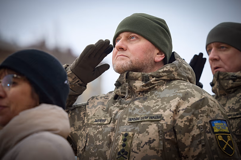 FILE - Valerii Zaluzhnyi attends a commemorative event on the occasion of the Russia Ukraine war one year anniversary, in Kyiv, Ukraine, Feb. 24, 2023