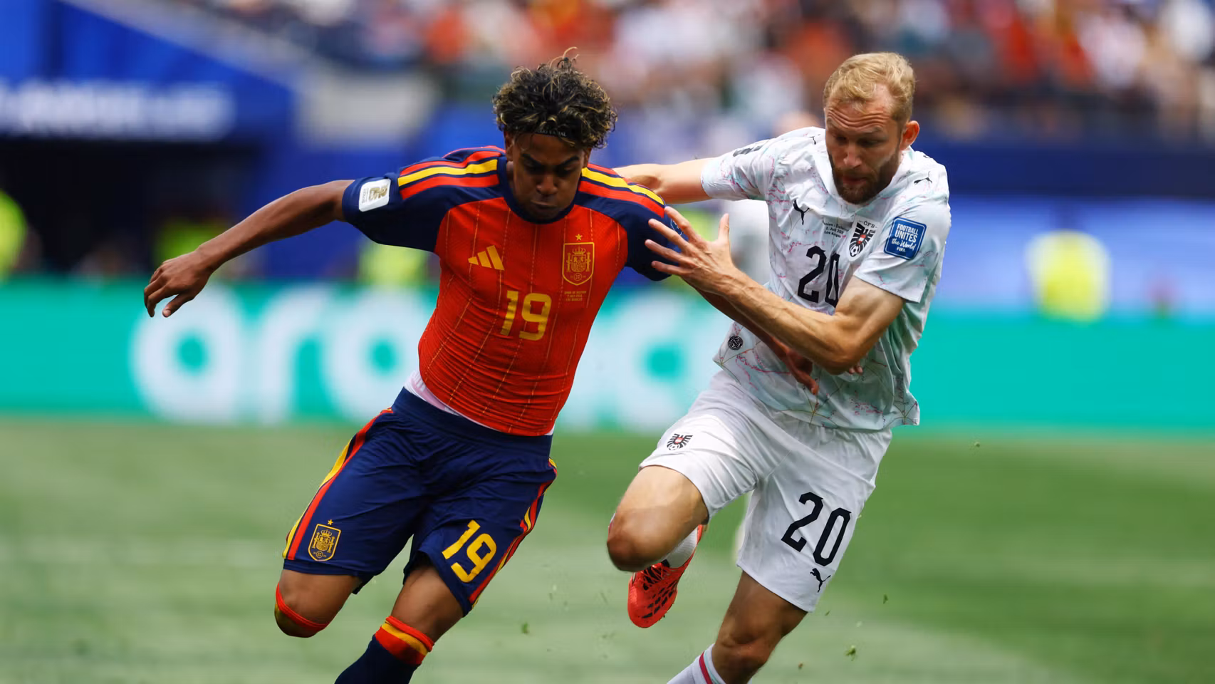 Lamine Yamal, en el partido contra Austria.