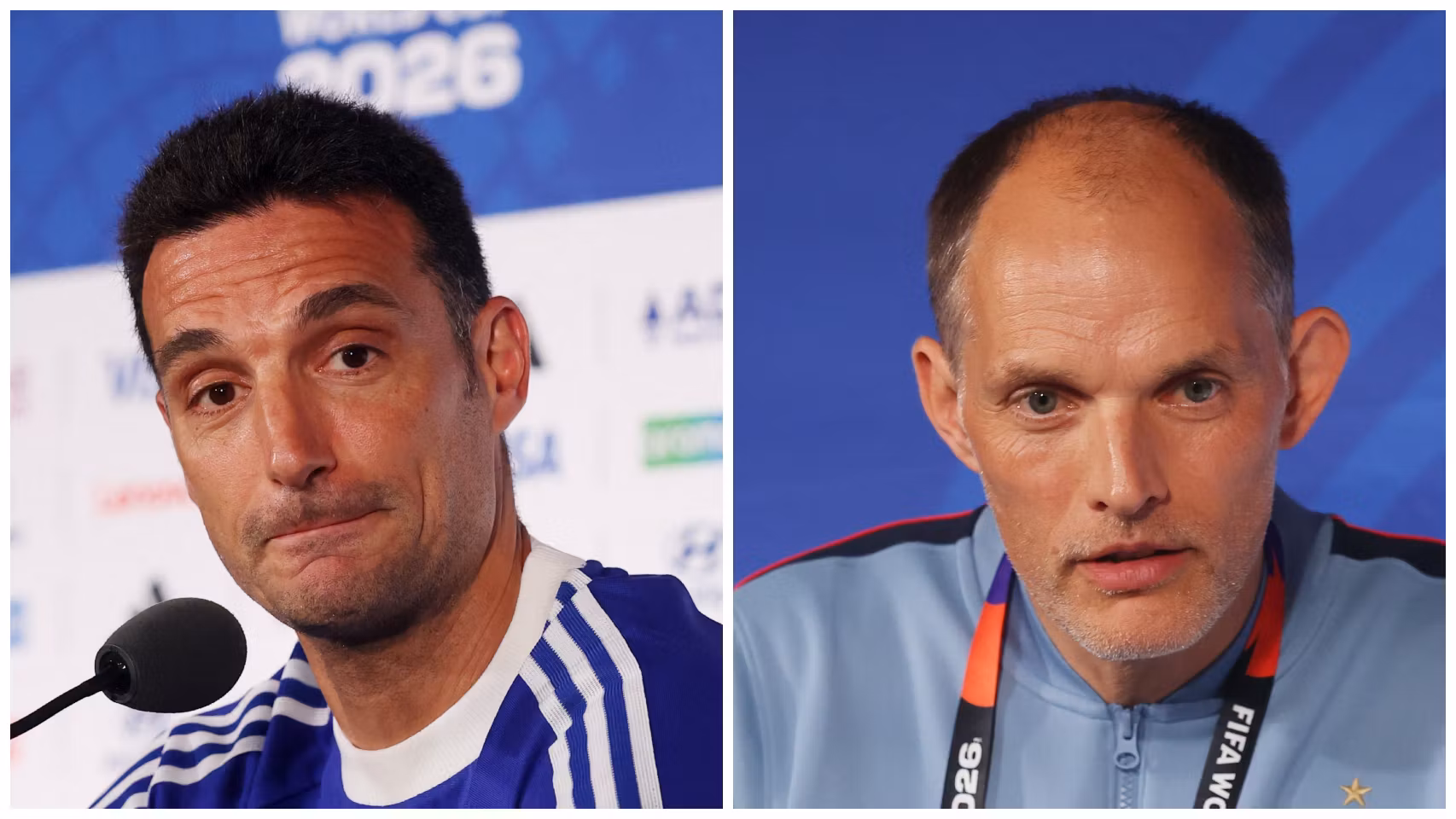 Lionel Scaloni y Thomas Tuchel, en rueda de prensa