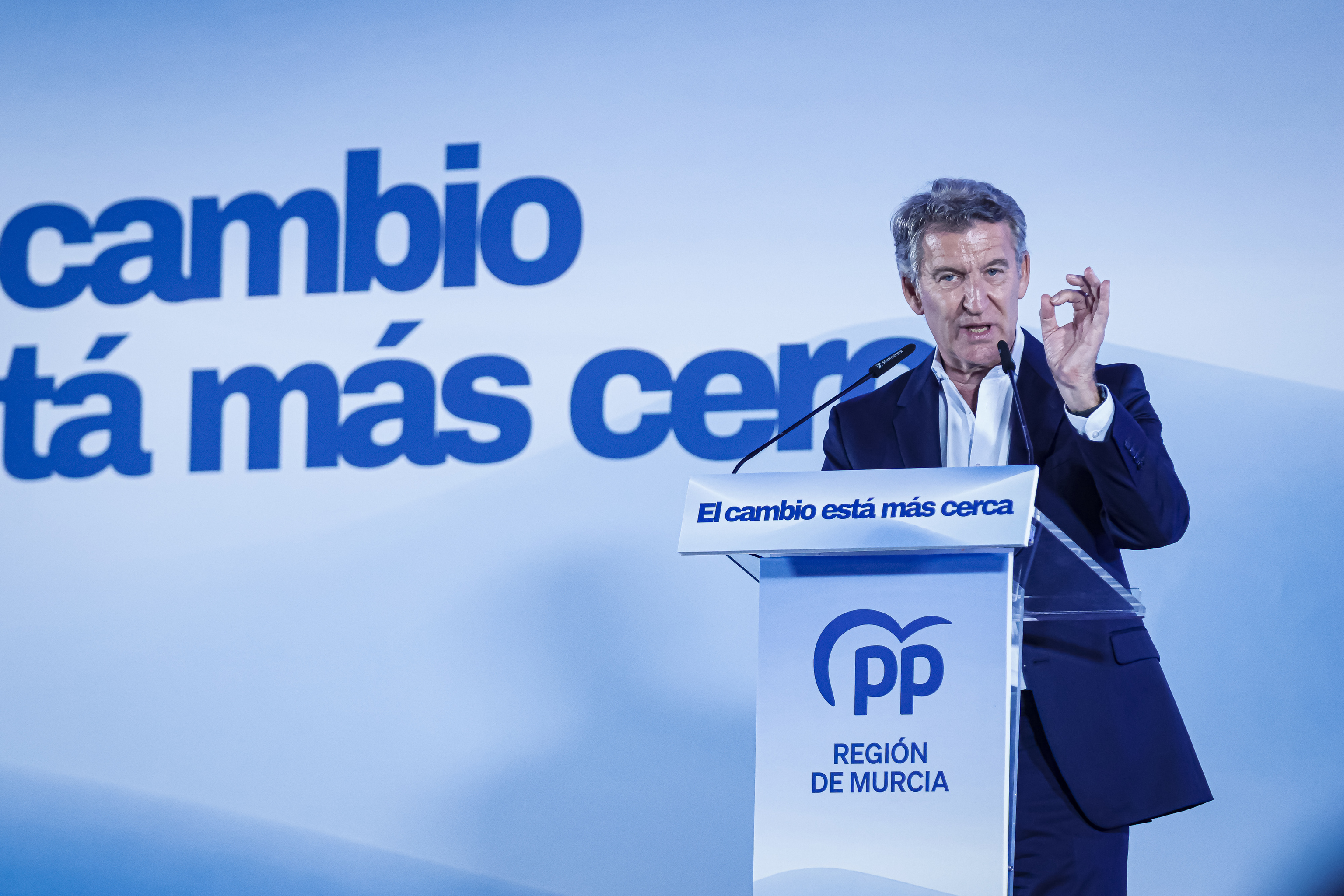Alberto Núñez Feijoó durante su intervención en la Junta Directiva del Partido Popular en la Región de Murcia