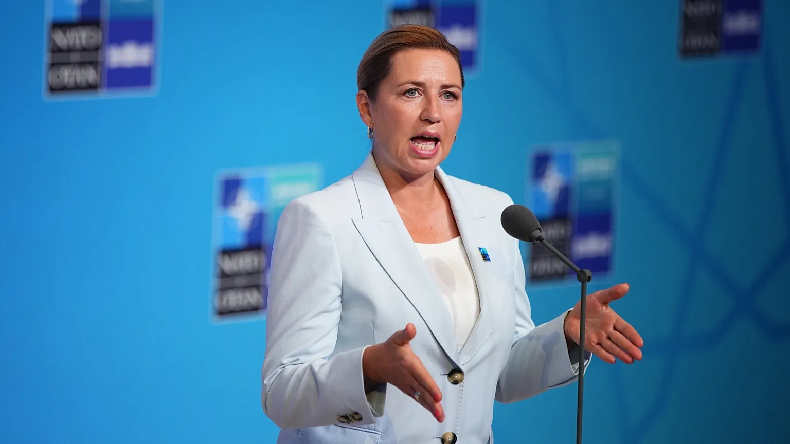 Denmark's Prime Minister Mette Frederiksen arrives for the NATO summit in Ankara, Turkey. 8 July, 2026. 
