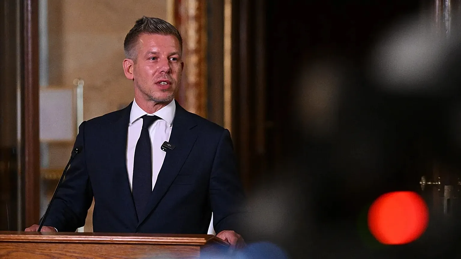 Hungarian Prime Minister Péter Magyar in the parliament building in Budapest