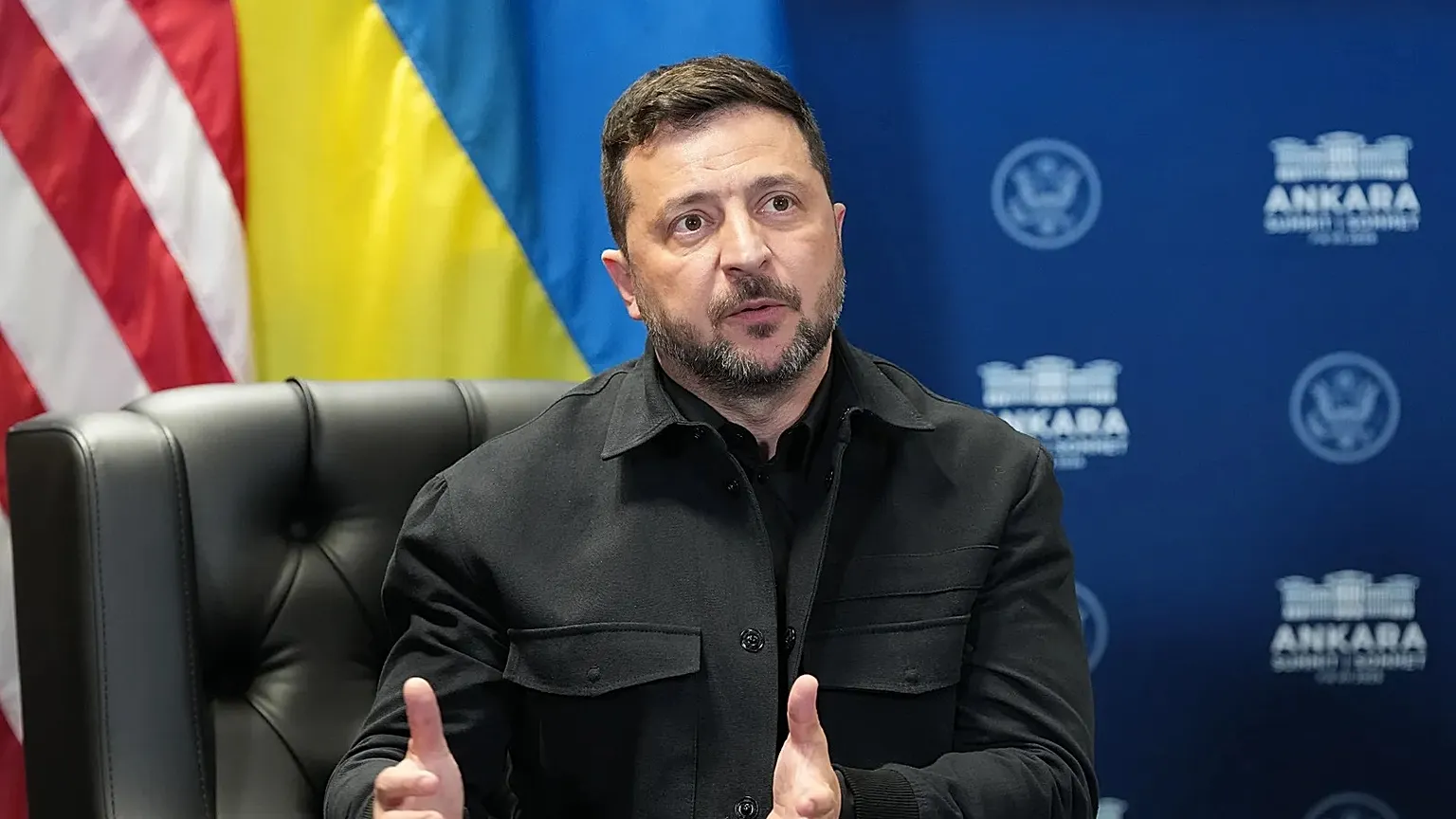 Ukraine's President Volodymyr Zelenskyy meets with U.S. President Donald Trump on the sidelines of the NATO summit in Ankara, Turkey, Wednesday, July 8, 2026.