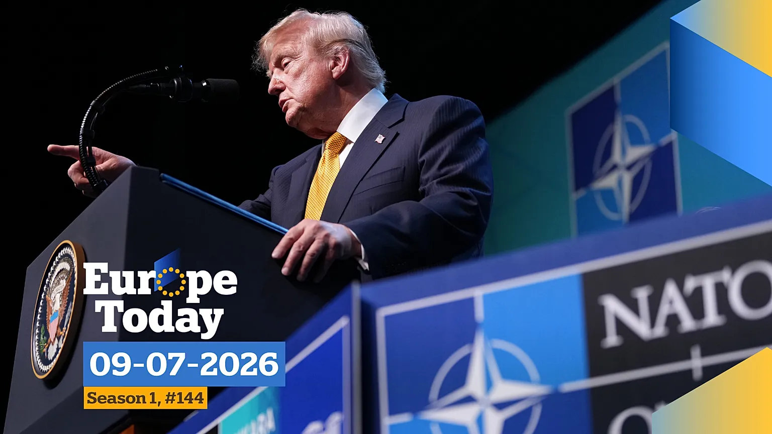 US President Donald Trump speaks during a news conference at the NATO summit in Ankara, Turkey, Wednesday, July 8, 2026.