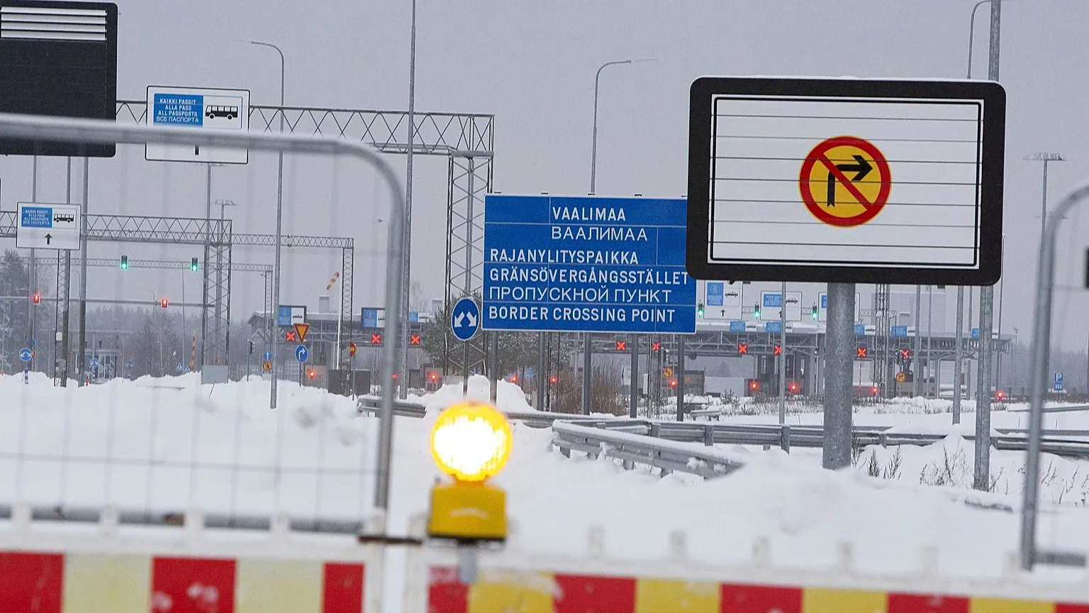 Closed Vaalimaa border station between Finland and Russia in Virolahti, Finland, Wednesday Nov. 29, 2023.