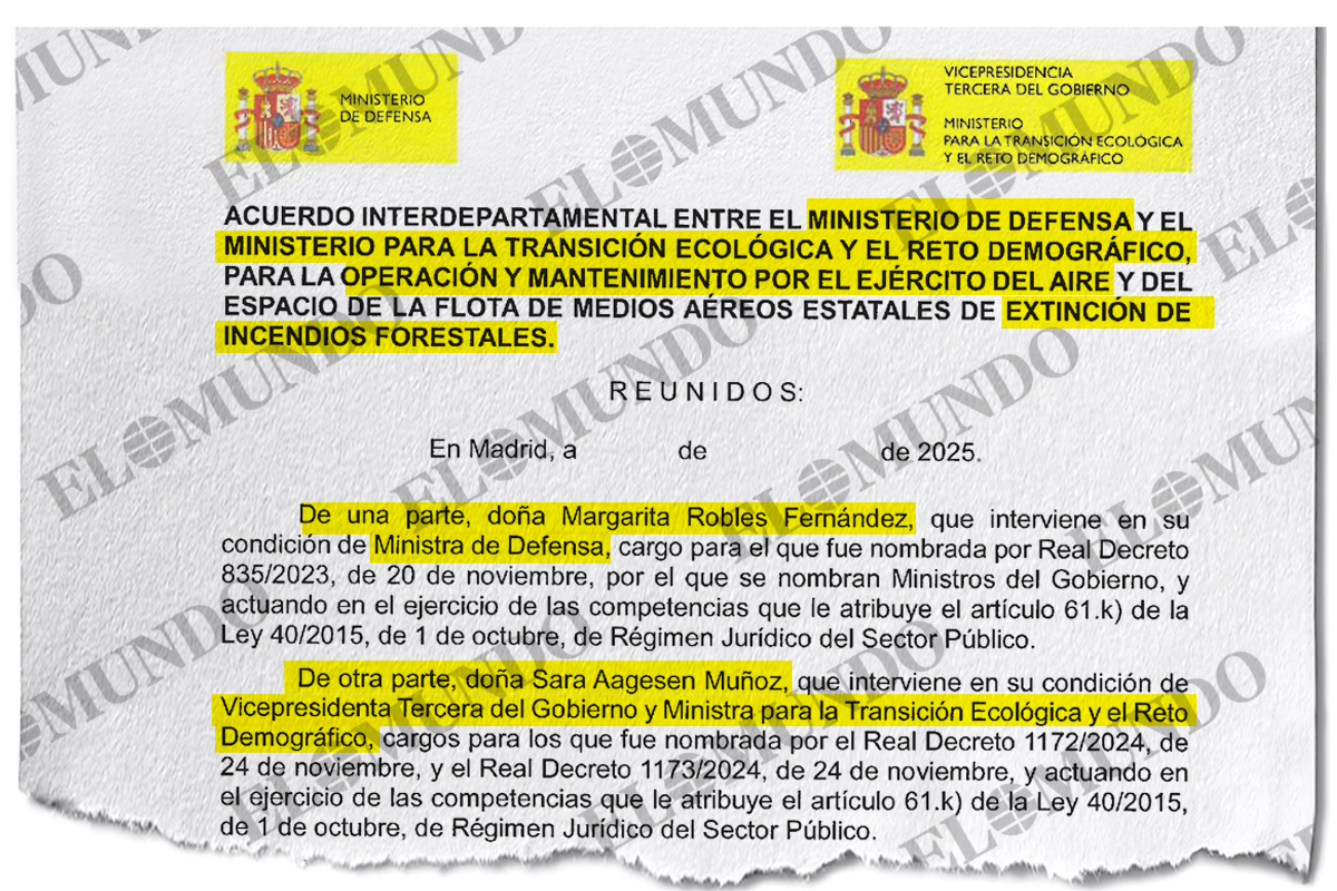 Extracto del documento suscrito por Defensa y Transición Ecológica