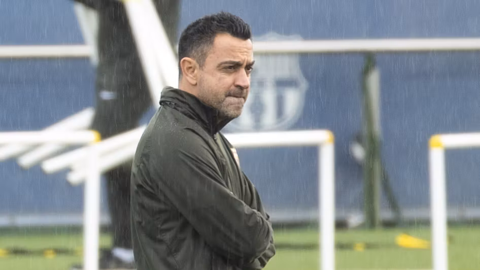 Xavi Hernández, en un entrenamiento del FC Barcelona