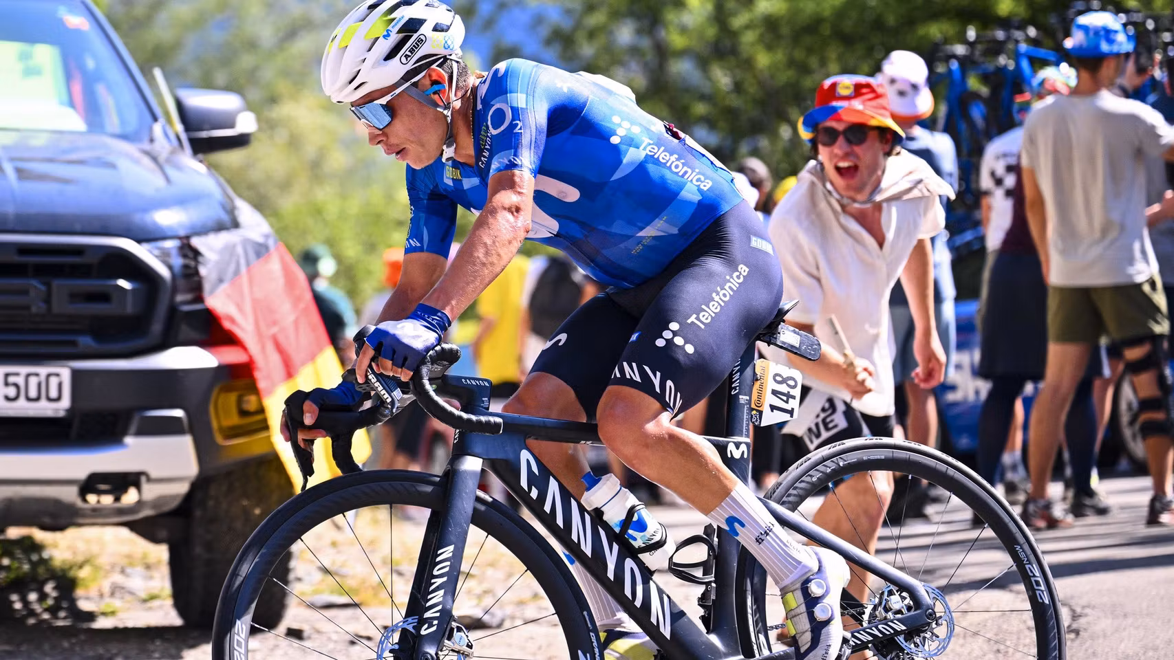 Einer Rubio, en acción con Movistar Team.
