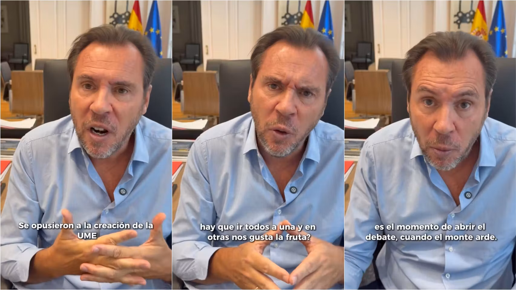 Montaje con capturas del vídeo de Óscar Puente que ha subido este lunes en su perfil de X.