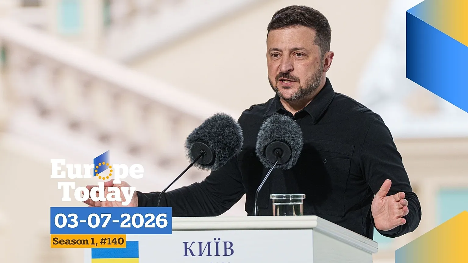 Ukraine's President Volodymyr Zelenskyy speaks to journalists during a joint press conference with NATO Secretary General Mark Rutte in Kyiv, Ukraine.