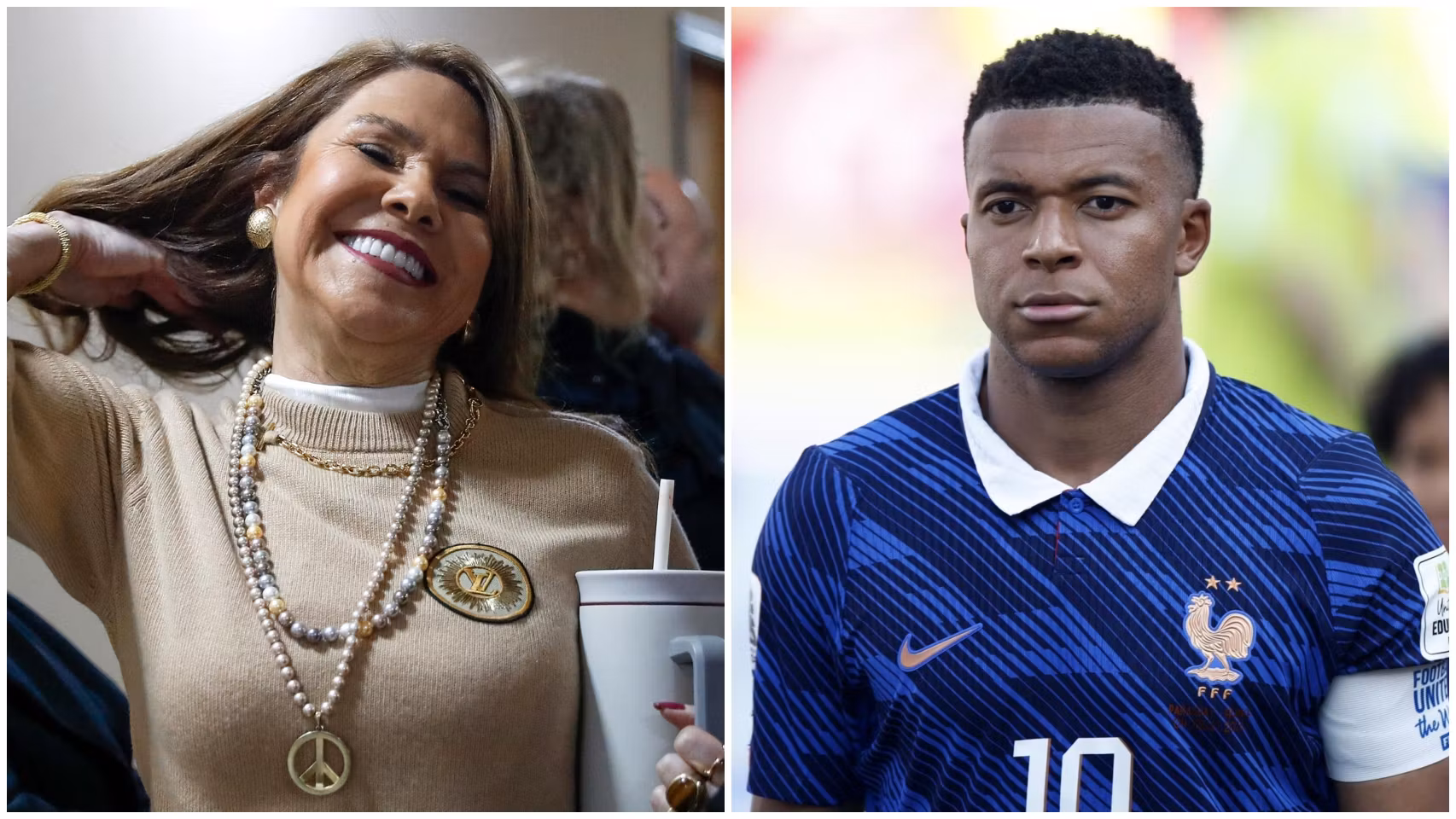 La senadora paraguaya Celeste Amarilla y el futbolista Kylian Mbappé.