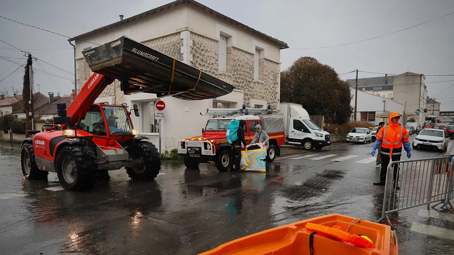 Rescue workers in action after Storm Pedro swept through France on 18 February 2026.
