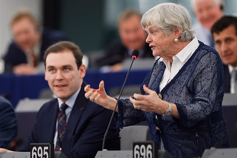 Britain's European parliament member Ann Widdecombe speaks during a debate at the European Parliament in Strasbourg, 14 January, 2020