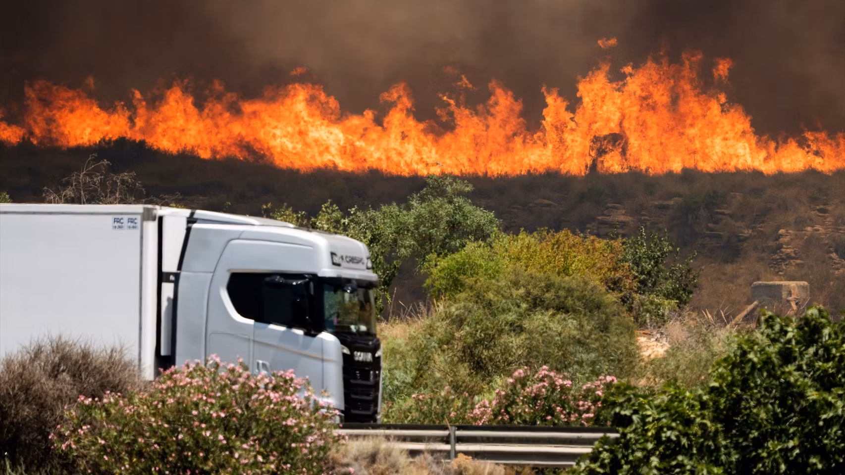 Una imagen del pasado 10 de julio del incendio de Los Gallardos desde la autovía A7