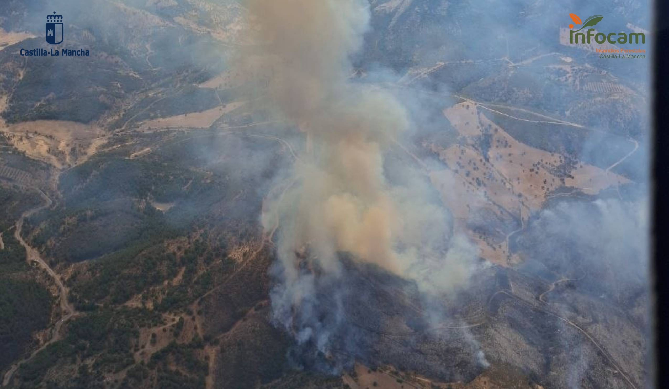 Foto aerea del incendio de Calzada de Calatrava.