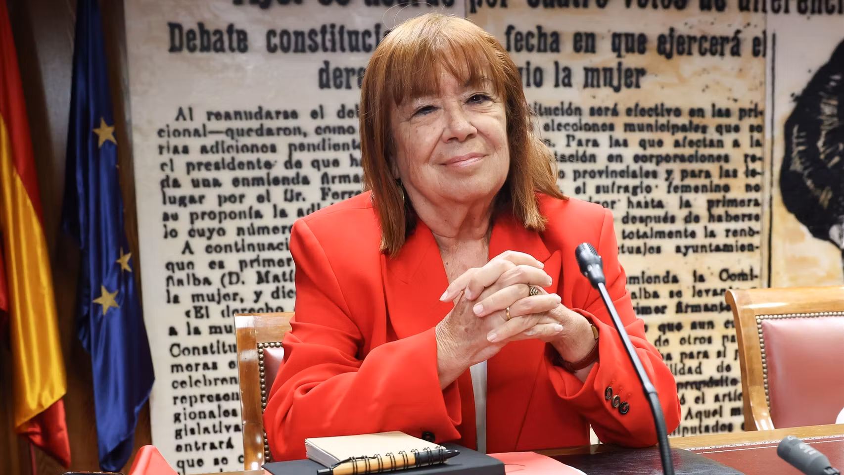 La presidenta del PSOE, Cristina Narbona, durante su comparecencia ante la Comisión de Investigación del ‘caso Koldo’, en el Senado, a 22 de julio de 2026.