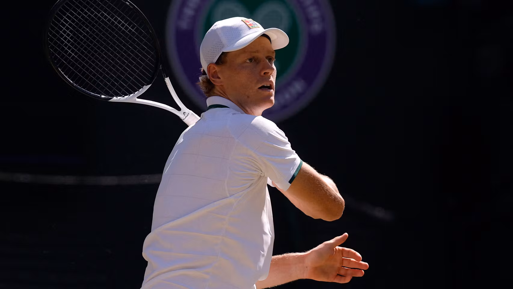 Sinner, durante un partido de Wimbledon.