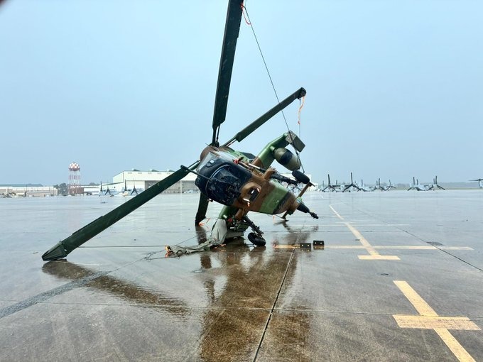Uno de los helicópteros Tigre, tras el accidente