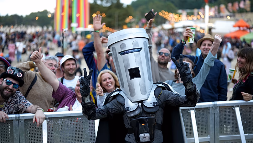Count Binface poses for photographers during the Glastonbury Festival in Worthy Farm, 29 June, 2024