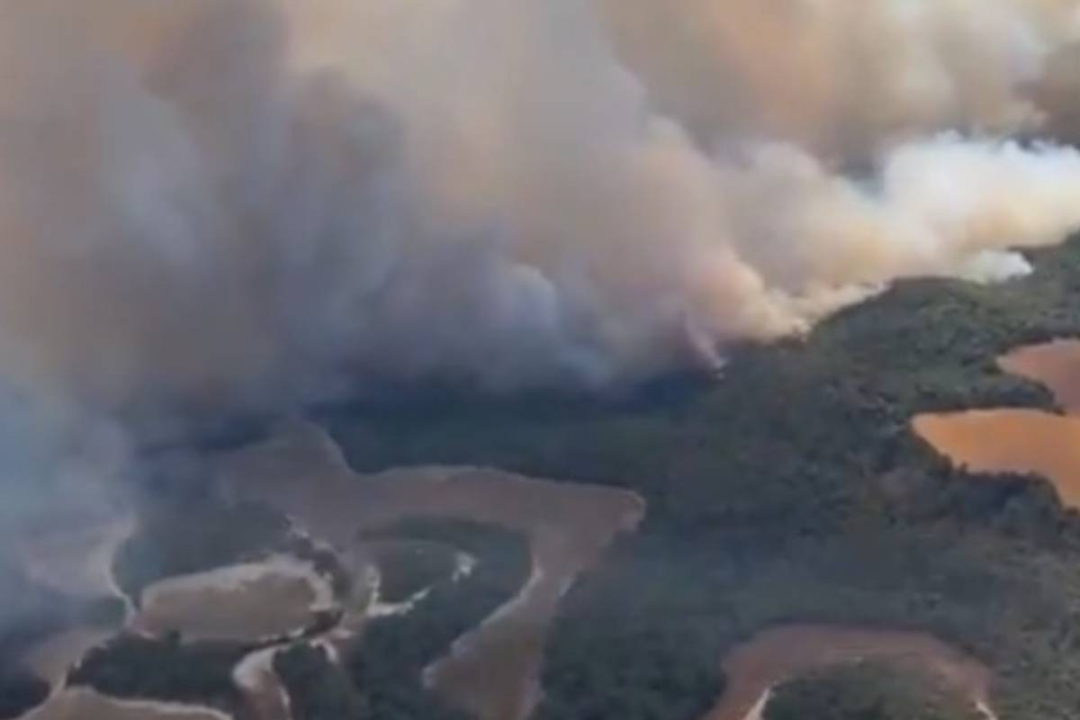 Vista aérea del incendio de Leciñena