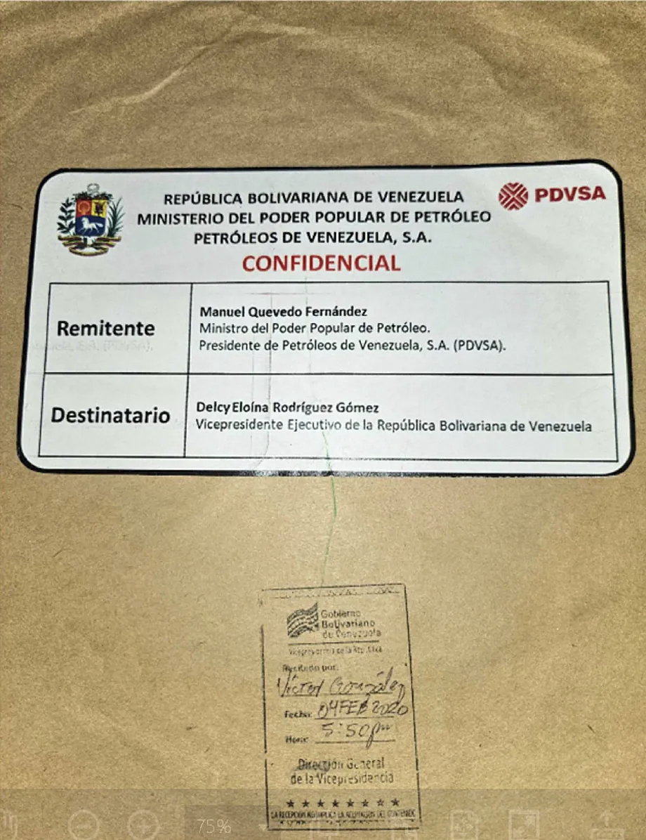 Sobre presuntamente dado por Delcy a Aldama.