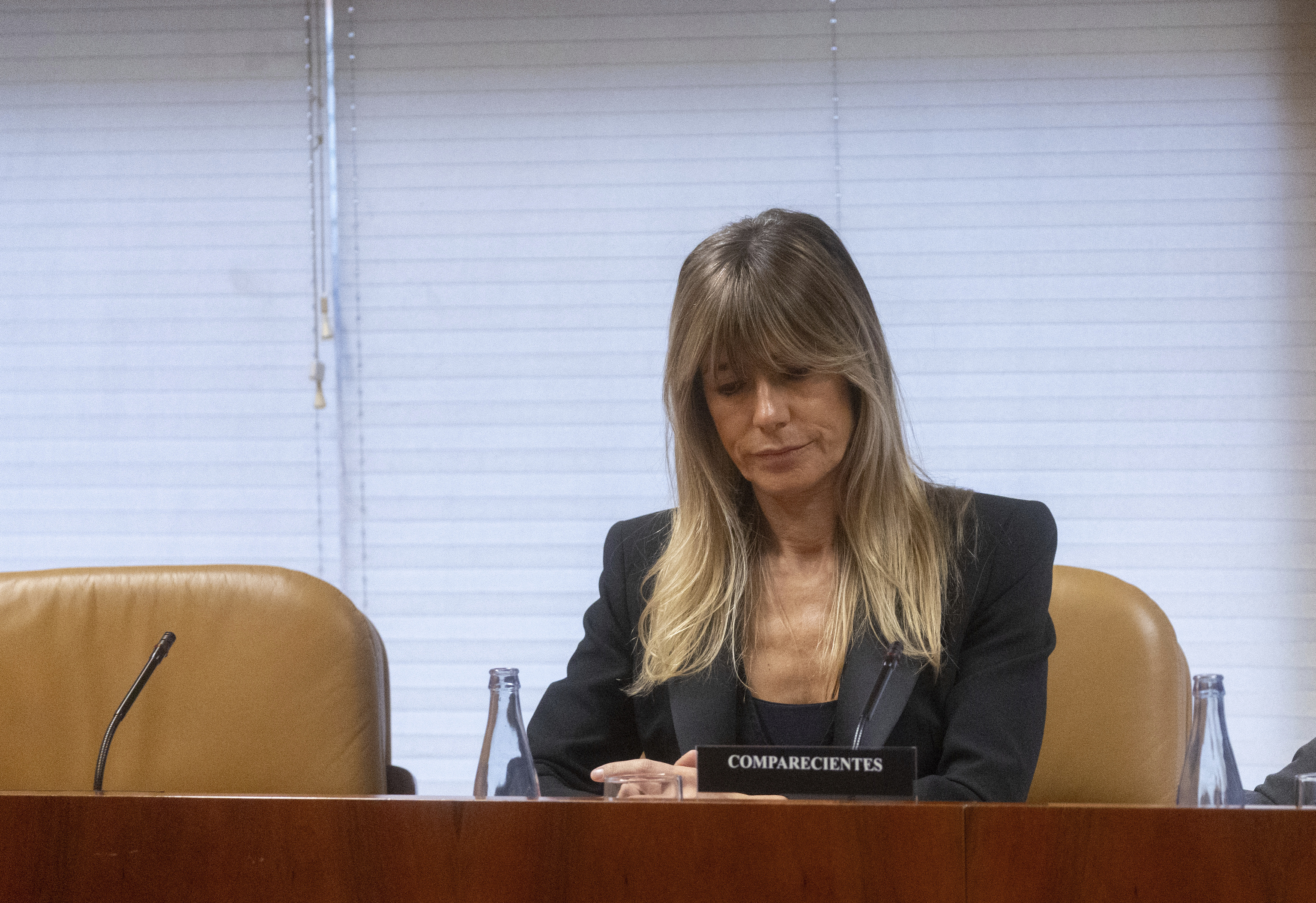 Begoña Gómez, durante su comparecencia en la Asamblea de Madrid.