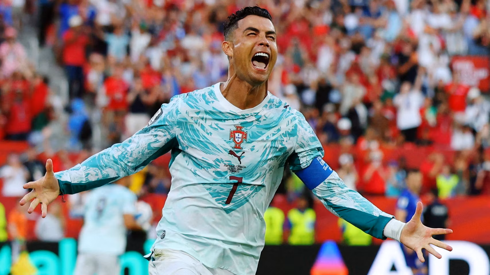 Cristiano Ronaldo celebra el gol marcado ante Croacia.