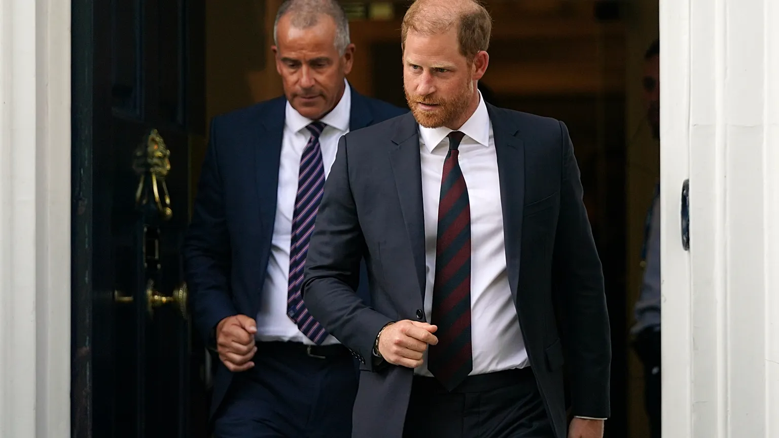 Britain's Prince Harry leaves Chatham House during a visit to the UK for a series of charity engagements in London, Tuesday, July 7, 2026.