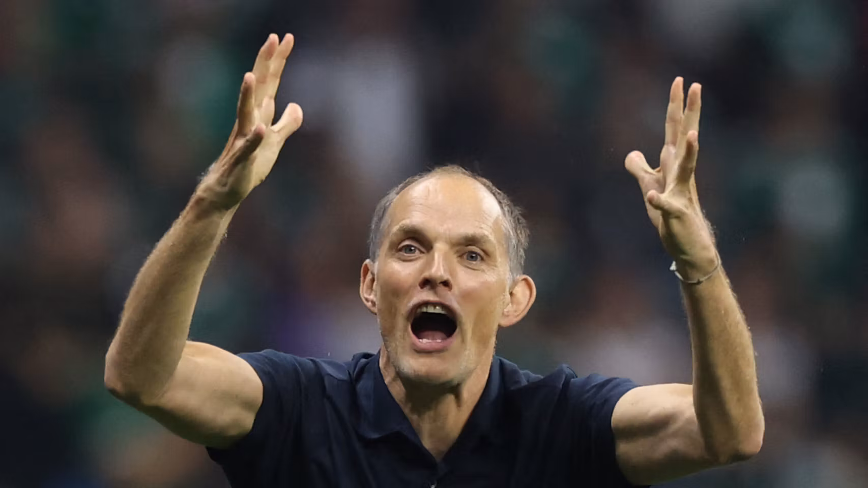 Tuchel quejándose en el partido contra México.