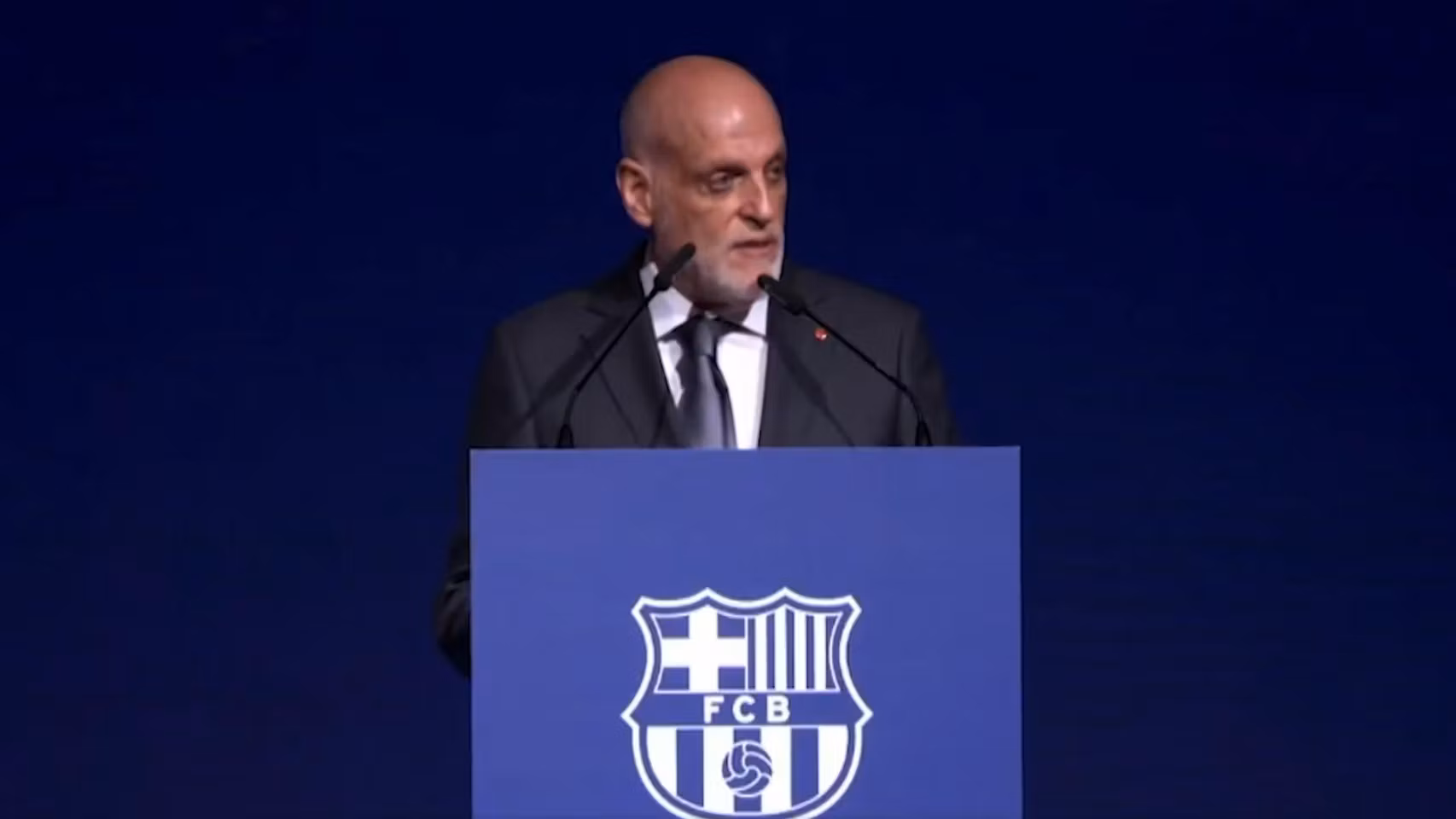 Tebas, durante el acto de toma de posesión de Joan Laporta.
