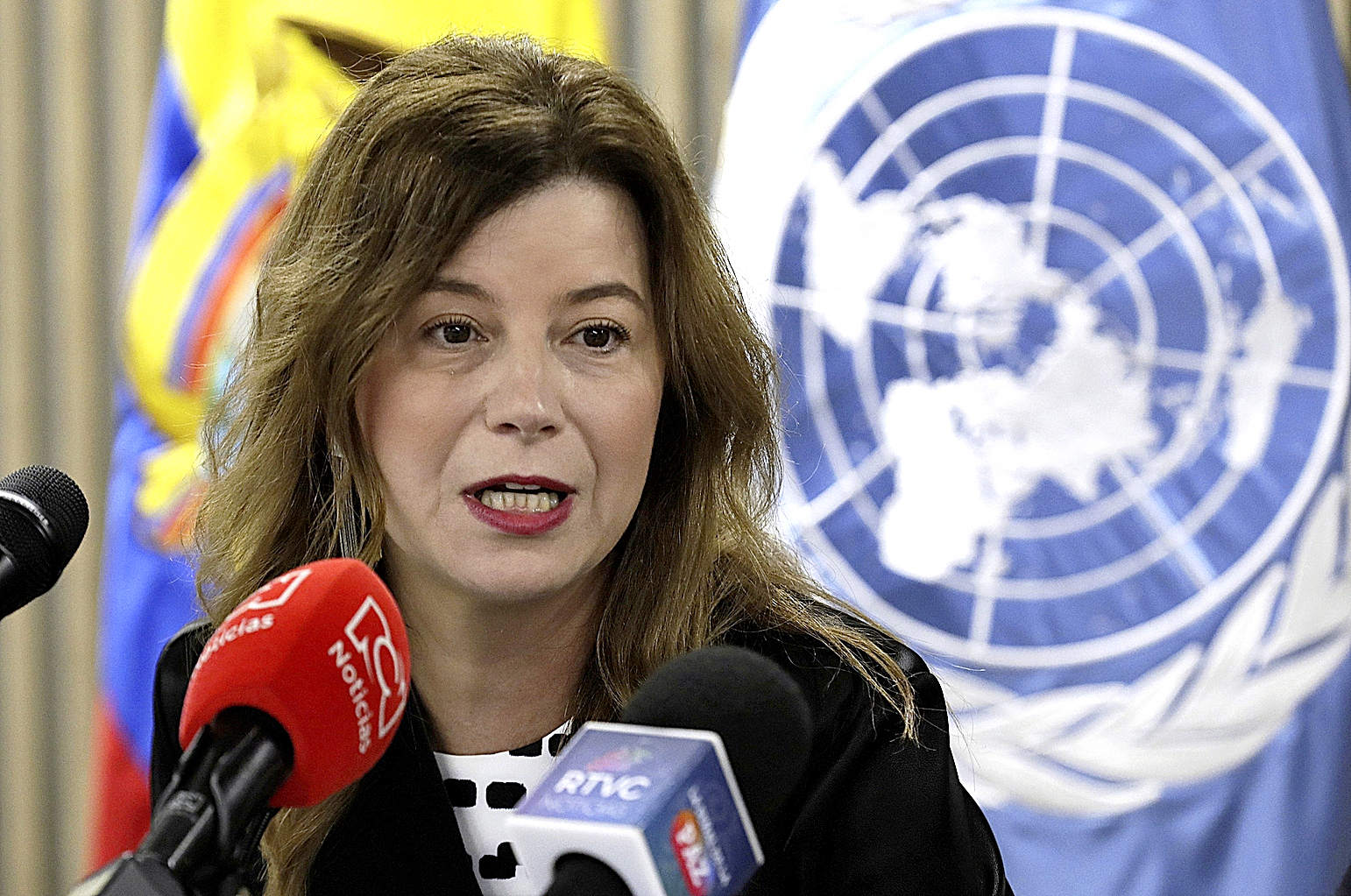 La directora de ONU Mujeres para Latinoamérica y el Caribe, Bibiana Aído, en una reunión de Naciones Unidas en Colombia en 2025.