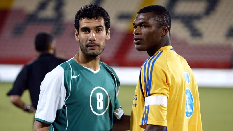 Guardiola jugando en Qatar.