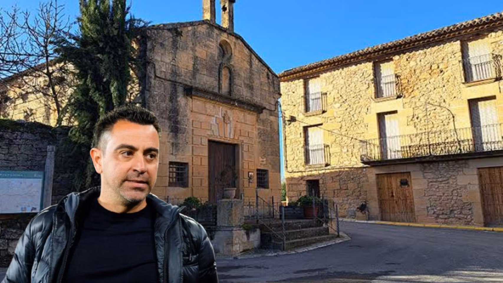 Montaje de La Pobla de Cérvoles y Xavi Hernández.