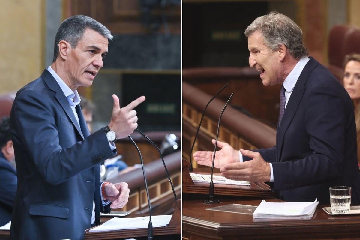 El presidente del Gobierno, Pedro Sánchez, y el líder de la oposición, Alberto Núñez Feijóo.EDUARDO PARRA / EUROPA PRESS