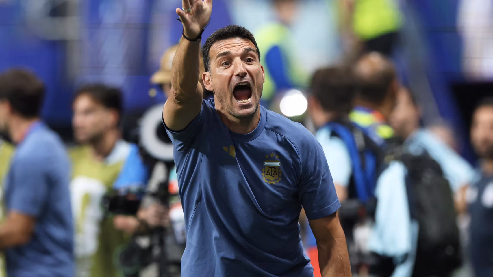 Scaloni, durante el partido contra Egipto.