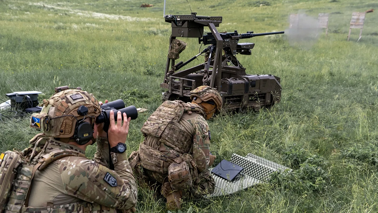 Ukrainian servicemen of the Cerberus Ground Unmanned Systems Company of the 60th Separate Mechanised Brigade in the Kharkiv region, 24 May, 2026