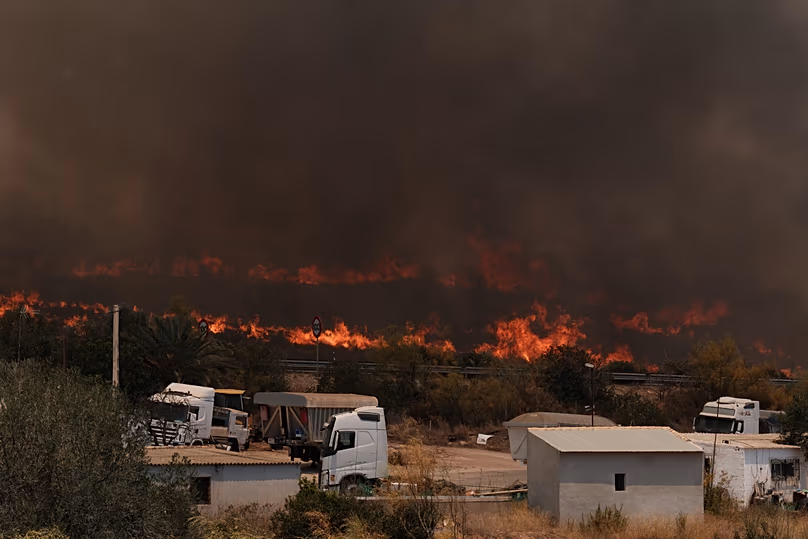 A wildfire rages in Los Gallardos, 10 July, 2026