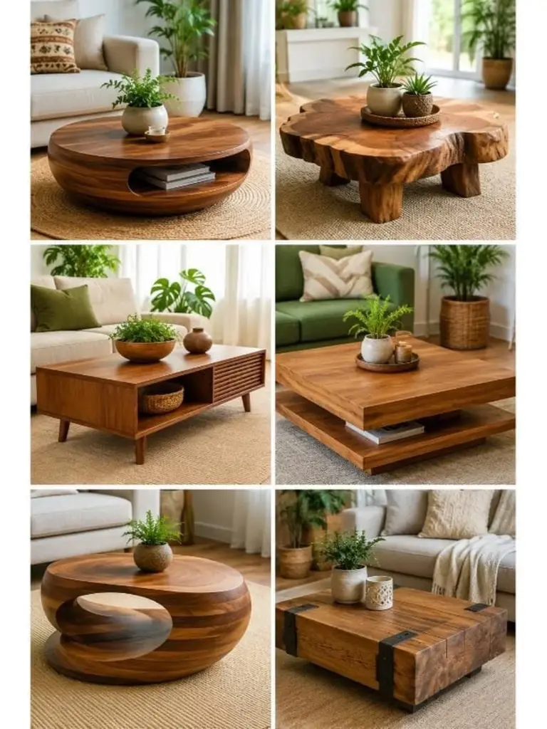 6 diseños de mesa de centro de madera para renovar tu sala de estar