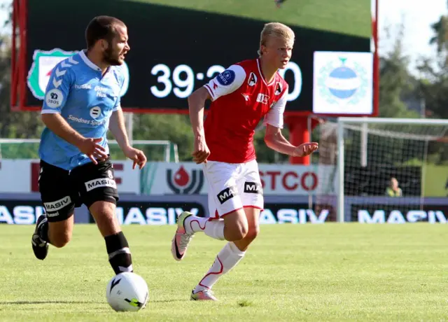 Haaland en un partido del Bryne FK de Noruega en 2016