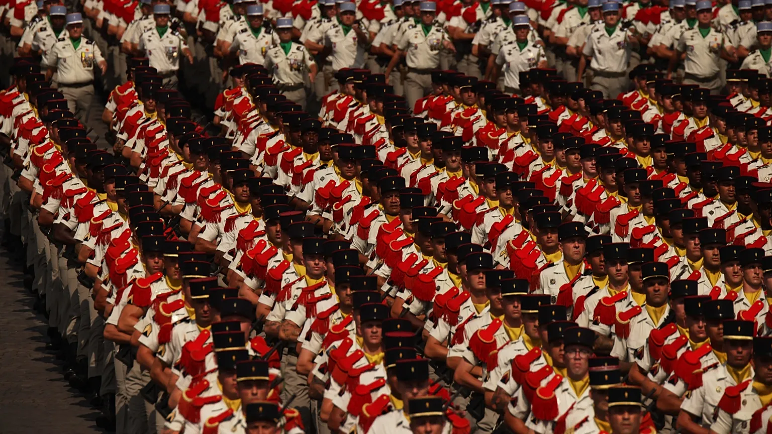 French soldiers march during the Bastille Day military parade in Paris, 14 July, 2026