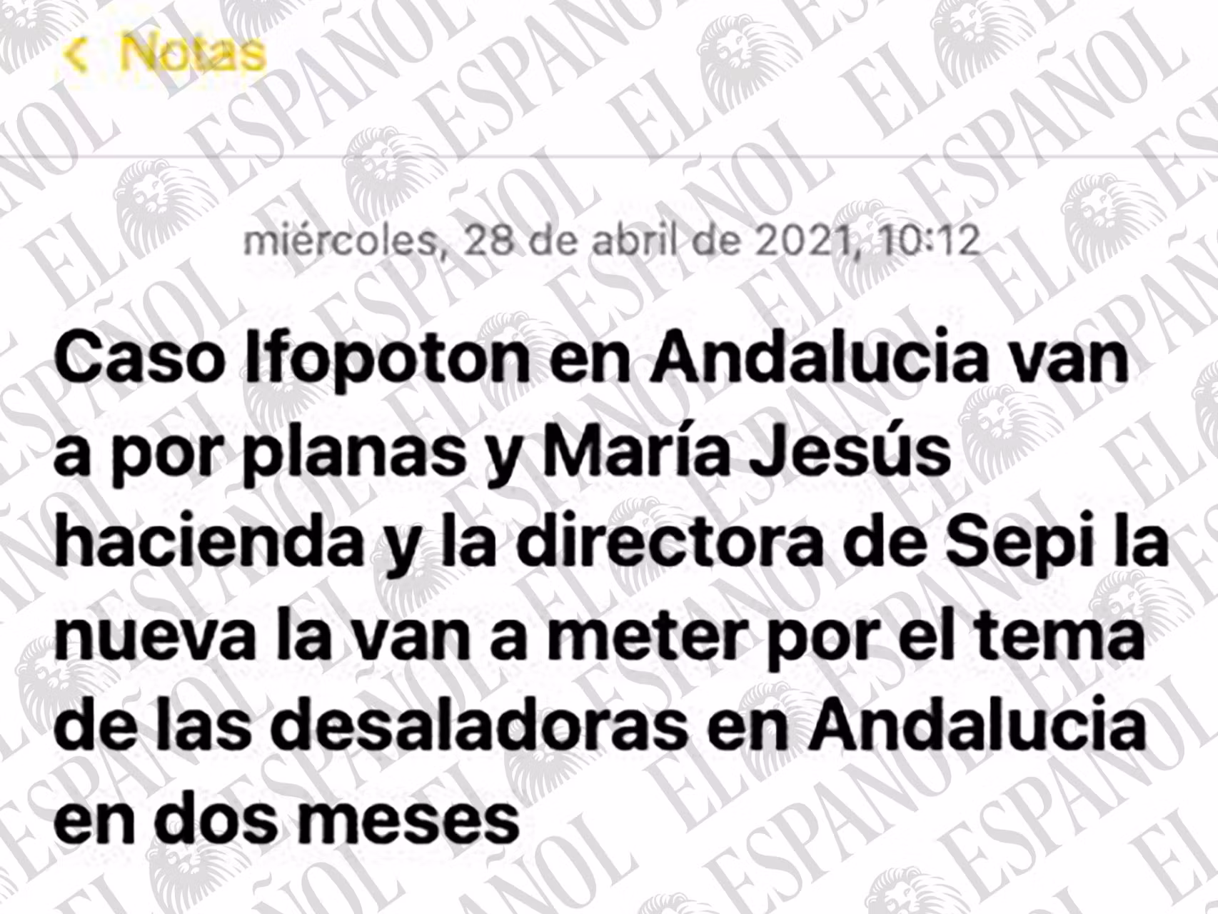 Texto en la aplicación de Notas del iPhone de Koldo García