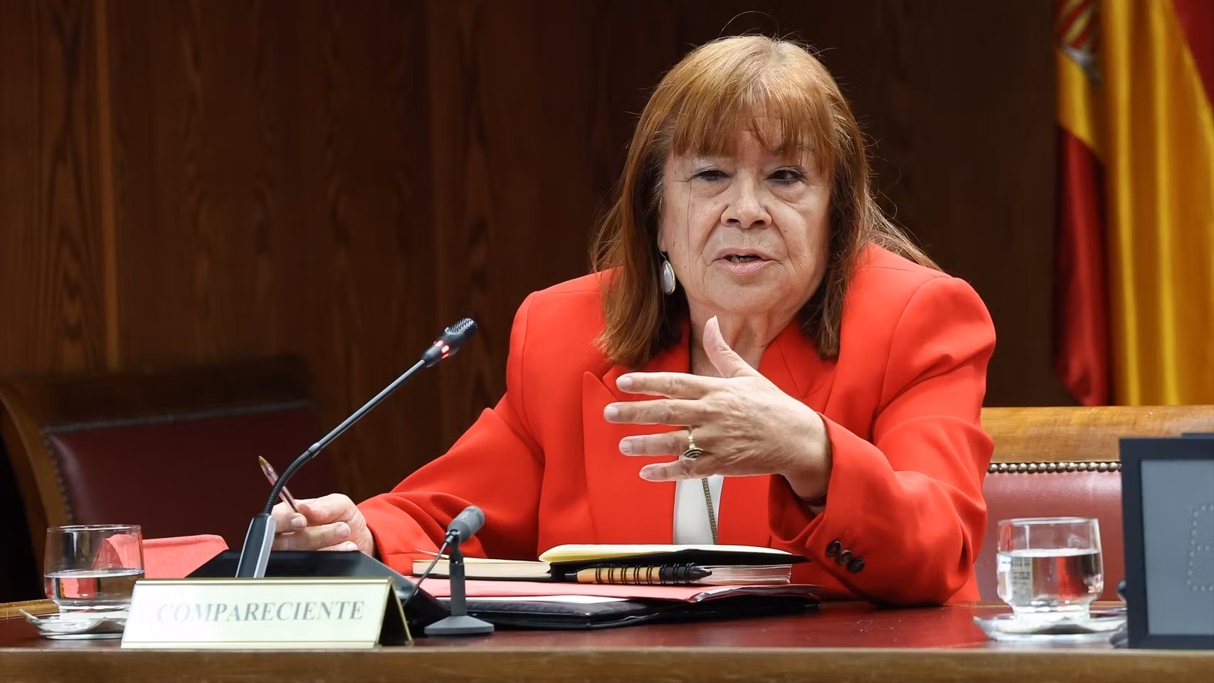 La presidenta del PSOE, Cristina Narbona, durante su comparecencia ante la Comisión de Investigación del ‘caso Koldo’, en el Senado, a 22 de julio de 2026.