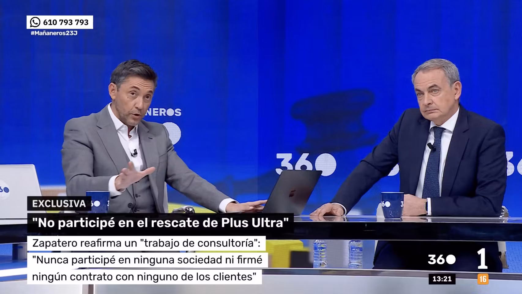 José Luis Rodríguez Zapatero y Javier Ruiz, durante la entrevista en 'Mañaneros 360', en RTVE.